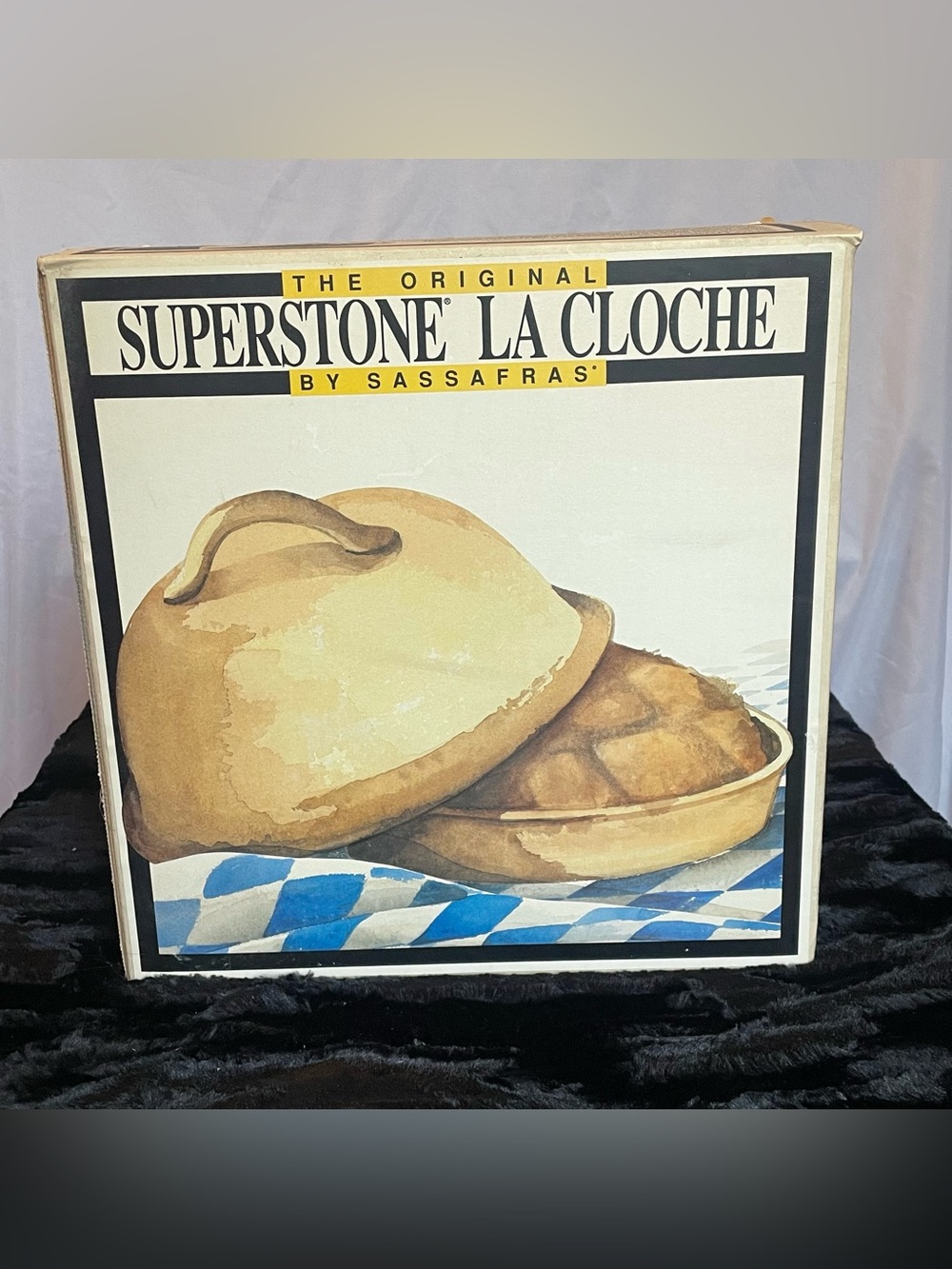 VTG 1991 Sassafras Superstone La Cloche Bread Baking Dome Original Box, Pamphlet
